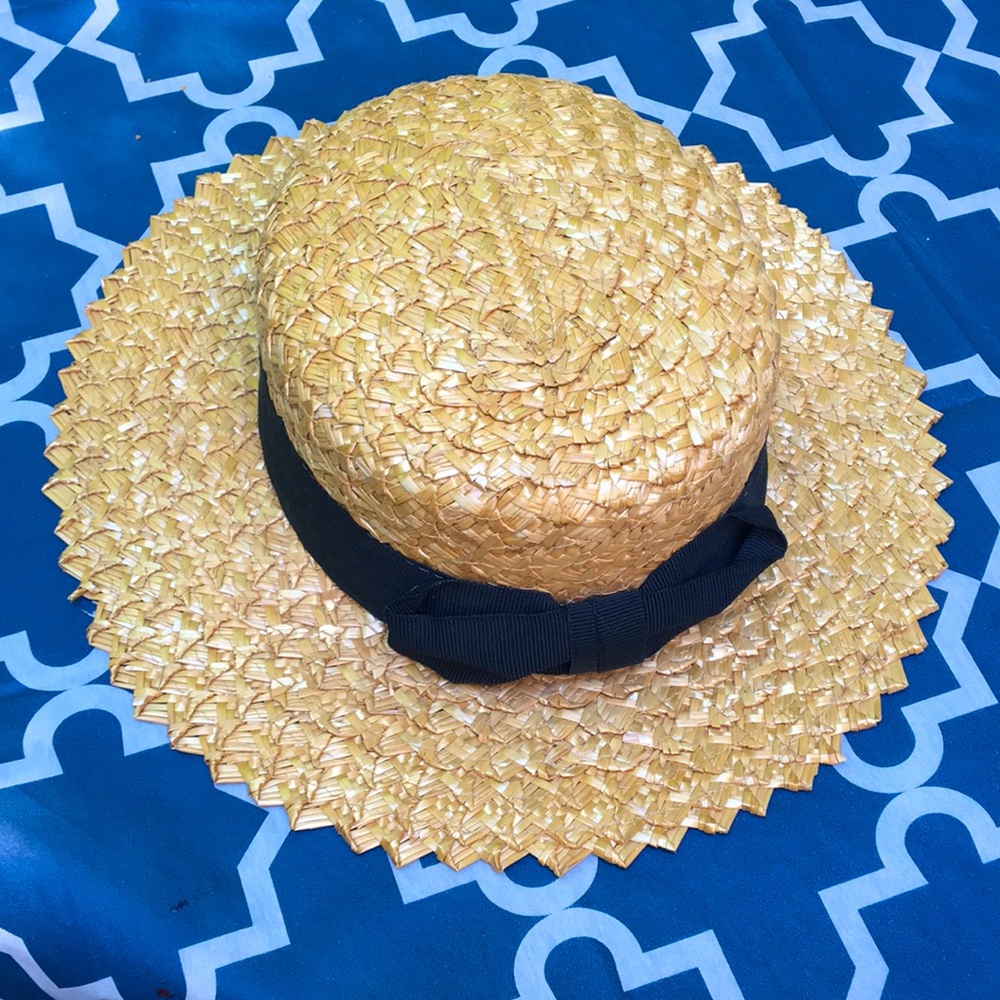 Genuine Italian straw picnicking hat